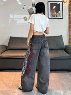 Gray Dragon Trace Wide-Leg Jeans styled on-model view 5
