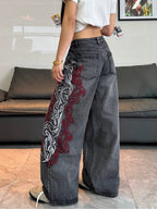 Gray Dragon Trace Wide-Leg Jeans styled on-model view 7