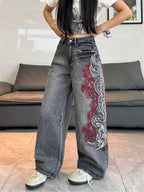 Gray Dragon Trace Wide-Leg Jeans styled on-model view 8