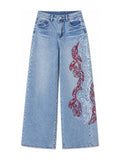 Blue Dragon Trace Wide-Leg Jeans on white background