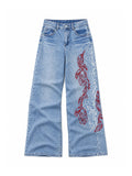 Blue Dragon Trace Wide-Leg Jeans in a natural flat lay on white
