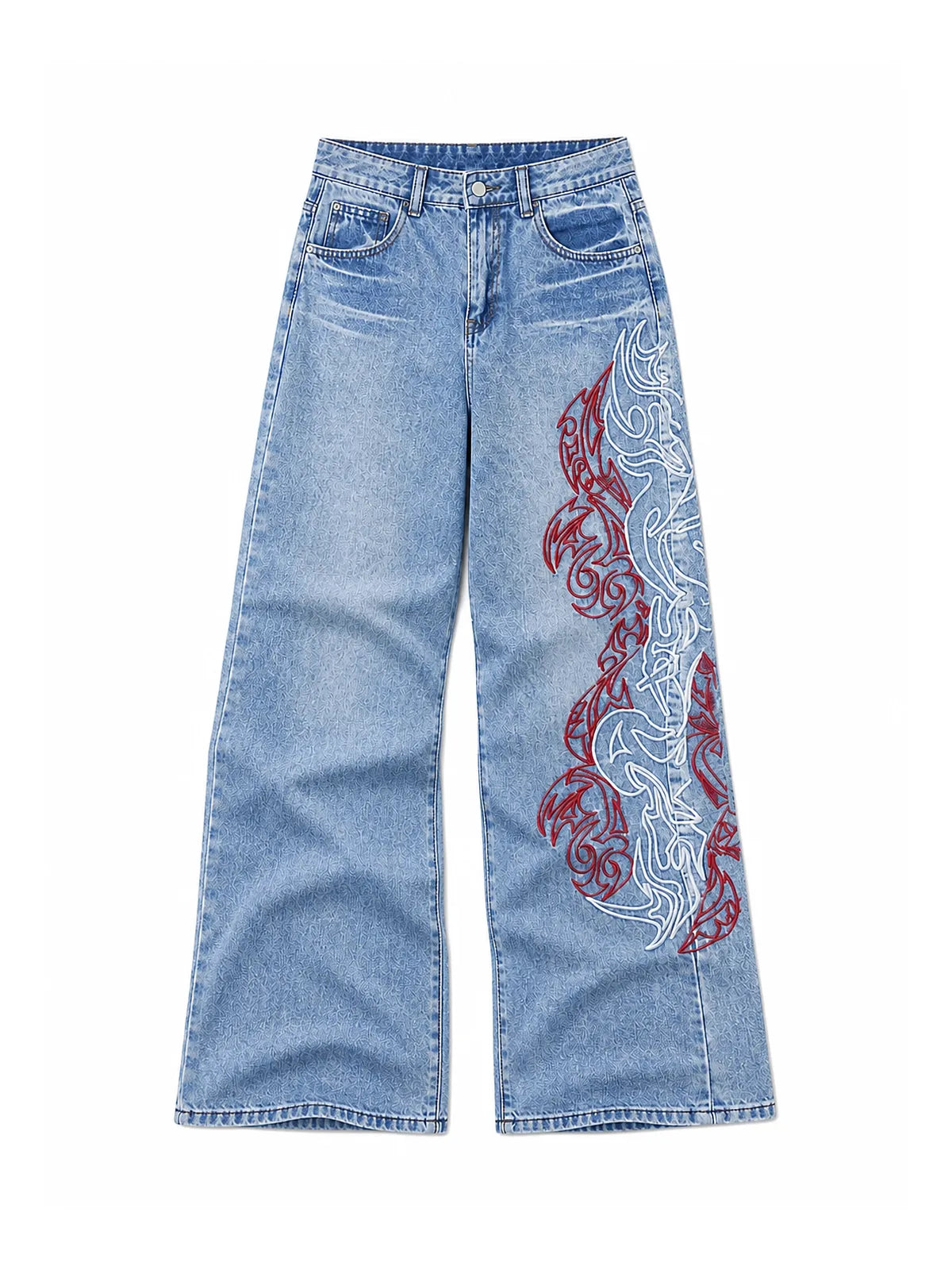 Blue Dragon Trace Wide-Leg Jeans in a natural flat lay on white