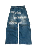 Blue Life Flashes Printed Jeans on a pure white background, front view