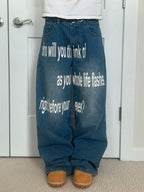 Blue Life Flashes Printed Jeans front graphic close-up