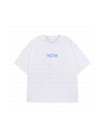 White Rebel Bones Skeleton Graphic Tee with blue chest mark, white background