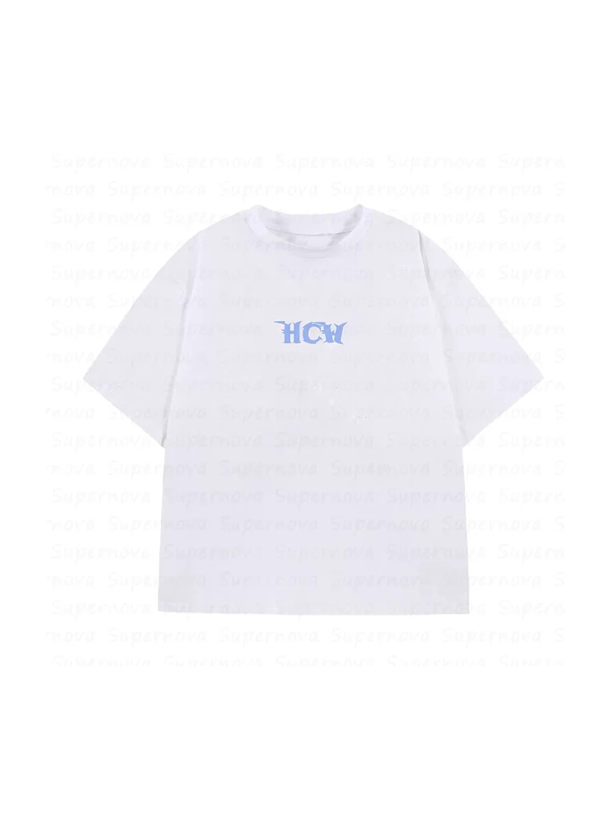 White Rebel Bones Skeleton Graphic Tee with blue chest mark, white background