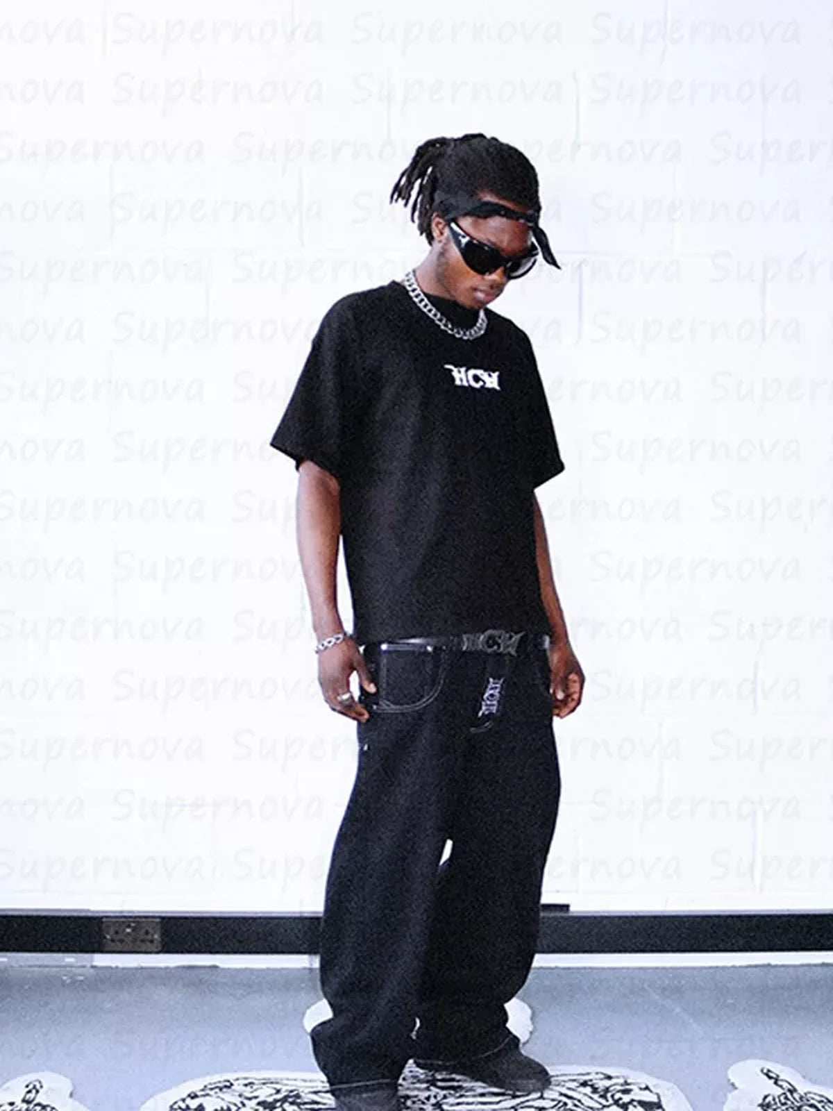 Black Rebel Bones Skeleton Graphic Tee styled front view
