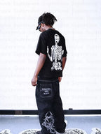 Black Rebel Bones Skeleton Graphic Tee styled back view