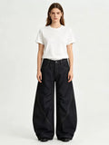 Gothic Cross black wide-leg jeans, front view, white background