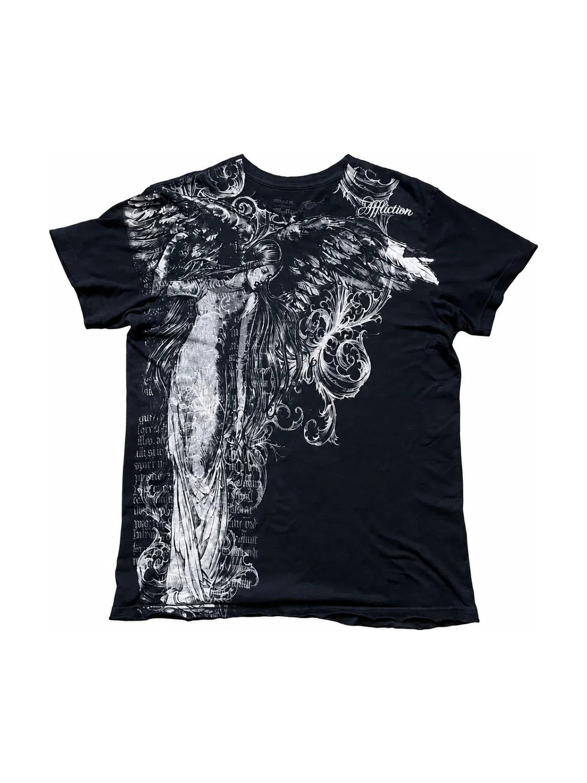 The Fallen Script Graphic Tee full garment on white background