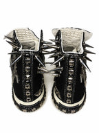 Black studded high-top sneakers back view