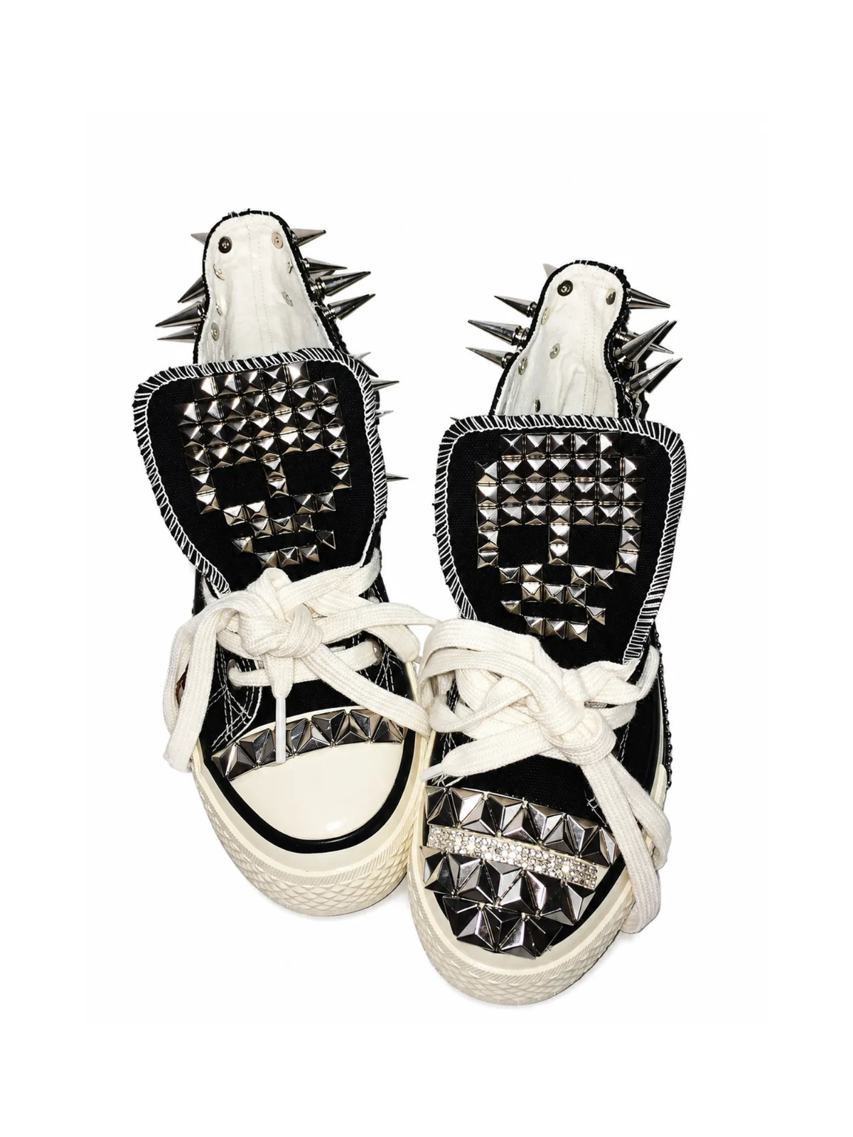 Black studded high-top sneakers front view
