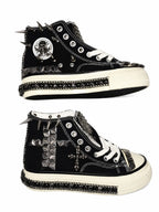 Black studded high-top sneakers side views