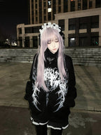 Black Boundary Sigil Zip Hoodie styled look 05