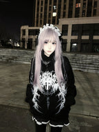 Black Boundary Sigil Zip Hoodie styled look 06