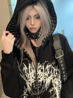 Black Boundary Sigil Zip Hoodie styled look 07