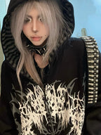 Black Boundary Sigil Zip Hoodie styled look 08