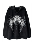Black Boundary Sigil Spring Zip Hoodie front flatlay
