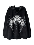 Black Boundary Sigil Spring Zip Hoodie front flatlay