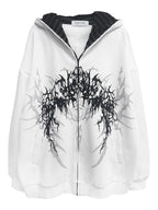 White Boundary Sigil Spring Zip Hoodie front flatlay