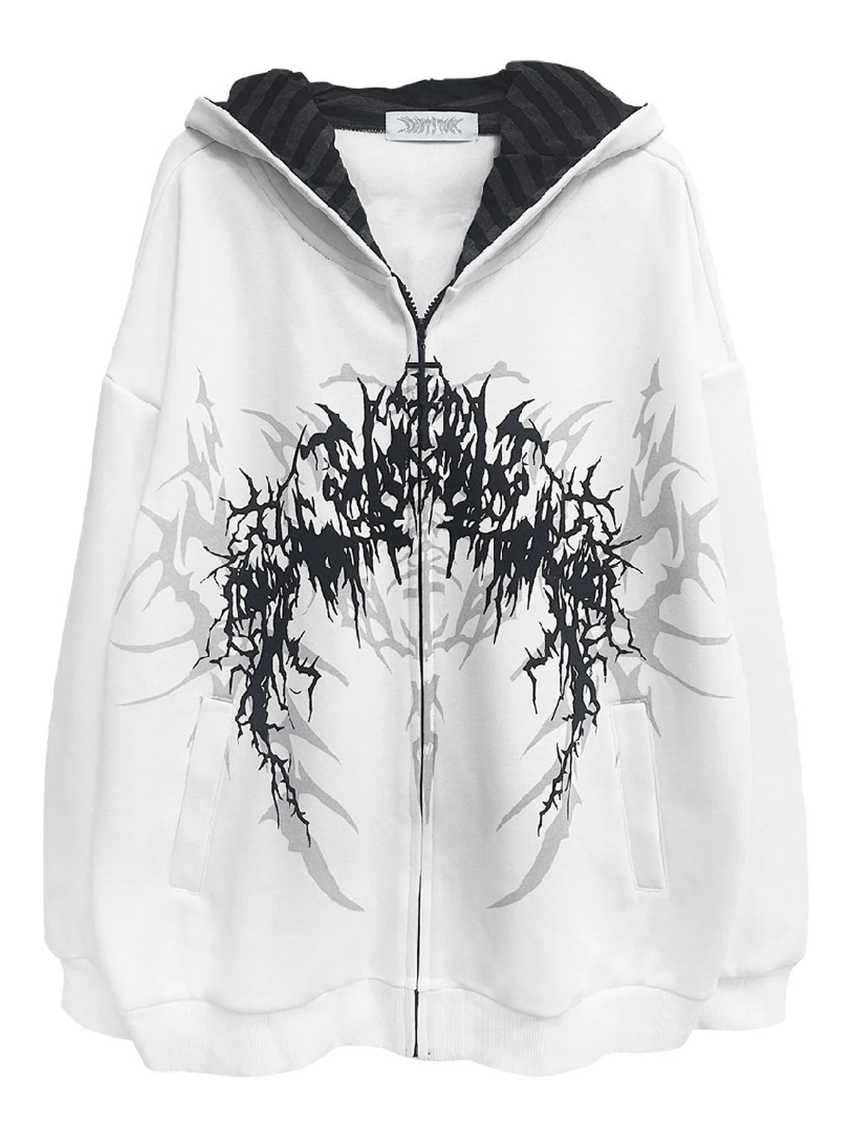 White Boundary Sigil Spring Zip Hoodie front flatlay