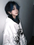 White Boundary Sigil Zip Hoodie styled look 03
