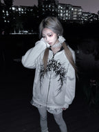 White Boundary Sigil Zip Hoodie styled look 10