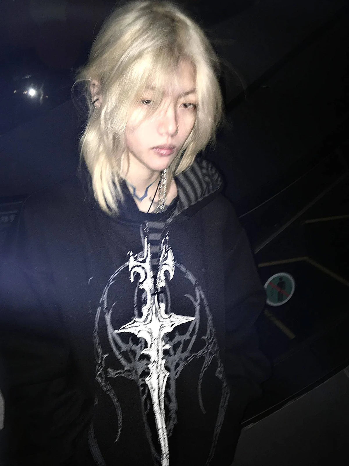 Black Gothic Sigil Zip Hoodie styled look 05