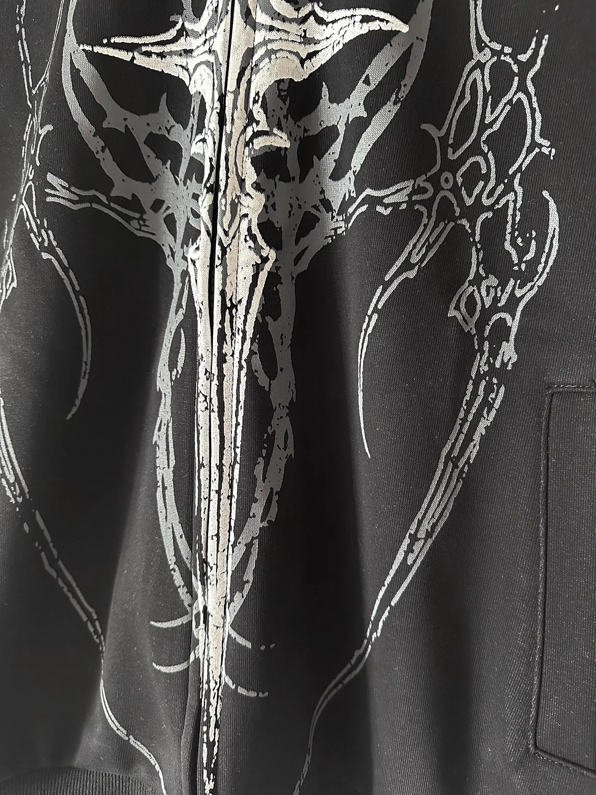 Black Gothic Sigil artwork and zipper close-up