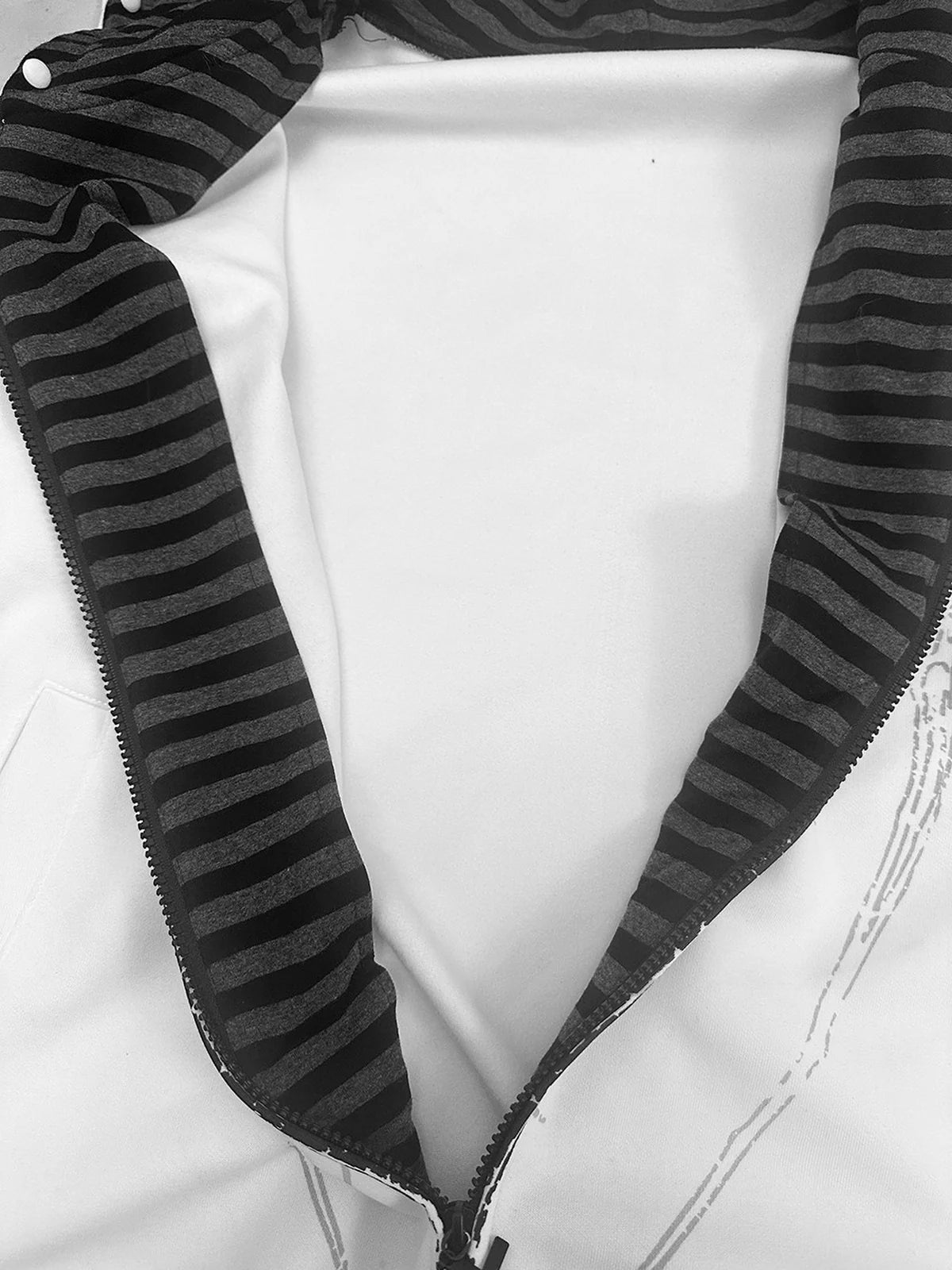 White striped hood lining close-up