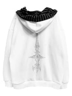 White Gothic Sigil Zip Hoodie back flatlay