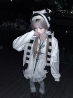 White Gothic Sigil Zip Hoodie styled look 06