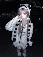 White Gothic Sigil Zip Hoodie styled look 07