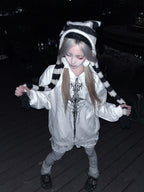 White Gothic Sigil Zip Hoodie styled look 08