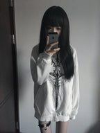 White Gothic Sigil Zip Hoodie styled look 10