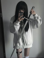 White Gothic Sigil Zip Hoodie styled look 11