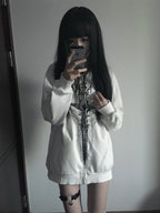 White Gothic Sigil Zip Hoodie styled look 13