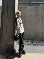 White Midnight Verse Raglan Graphic Tee in a side-profile full-body streetwear look