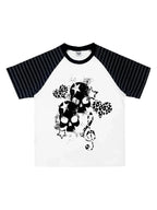 White Skull Leopard Raglan Graphic Tee front flatlay