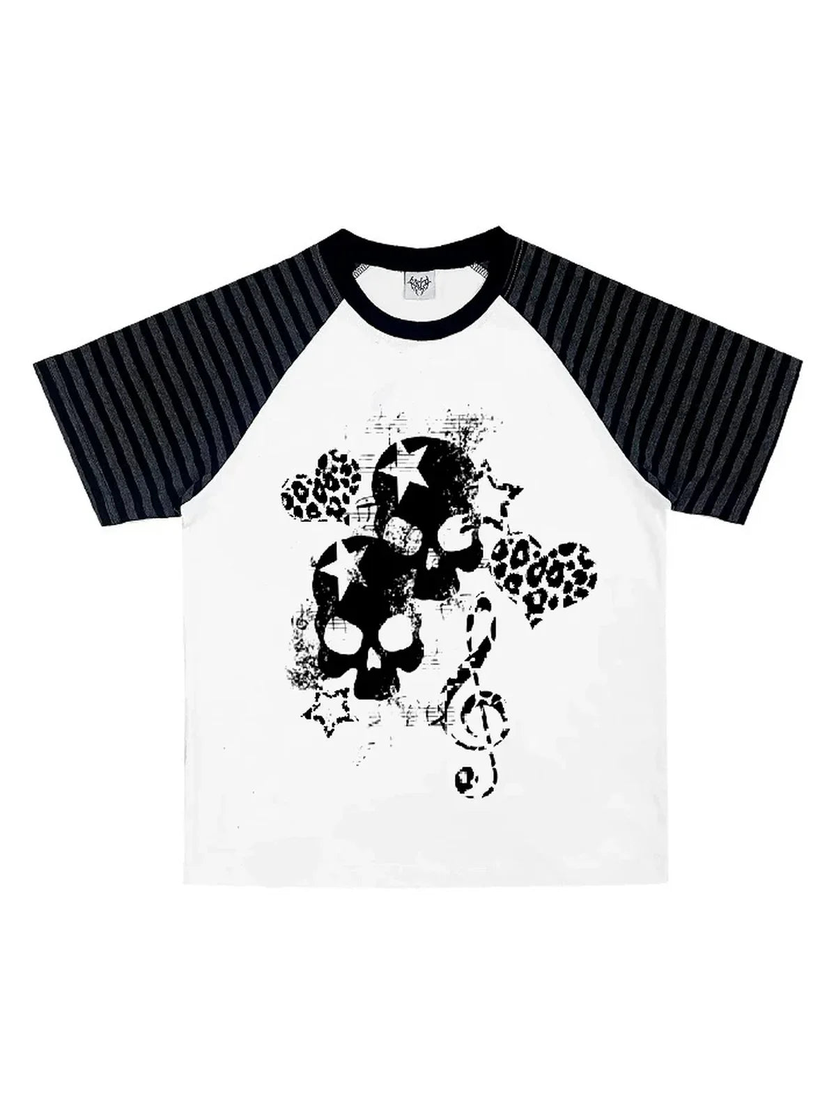 White Skull Leopard Raglan Graphic Tee front flatlay