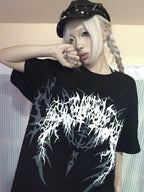 Close-up of the black Thorned Spider Loose Graphic Tee front print