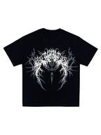 The Thorned Spider Loose Graphic Tee in black, front flatlay