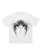 The Thorned Spider Loose Graphic Tee in white, front flatlay