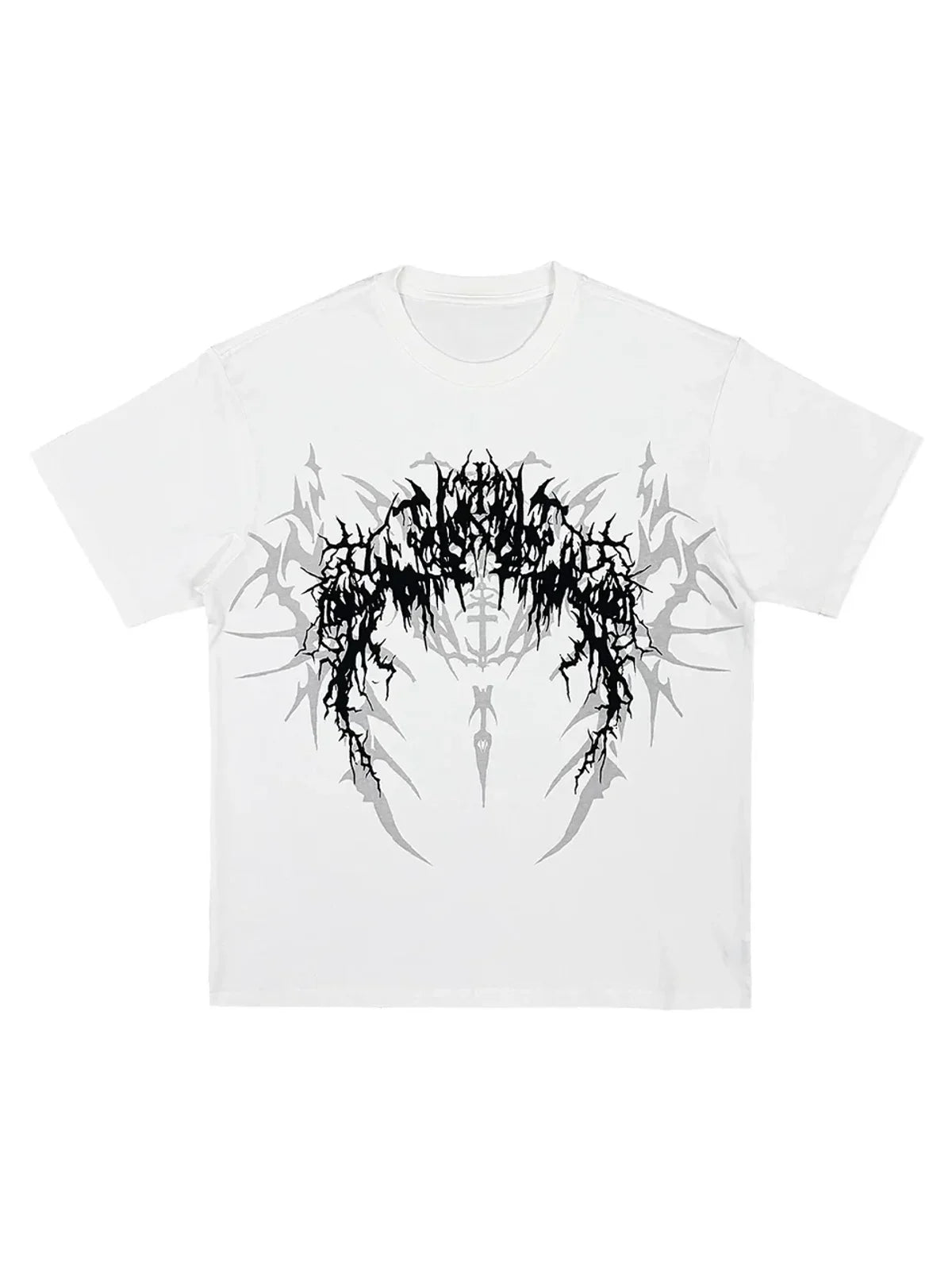 The Thorned Spider Loose Graphic Tee in white, front flatlay