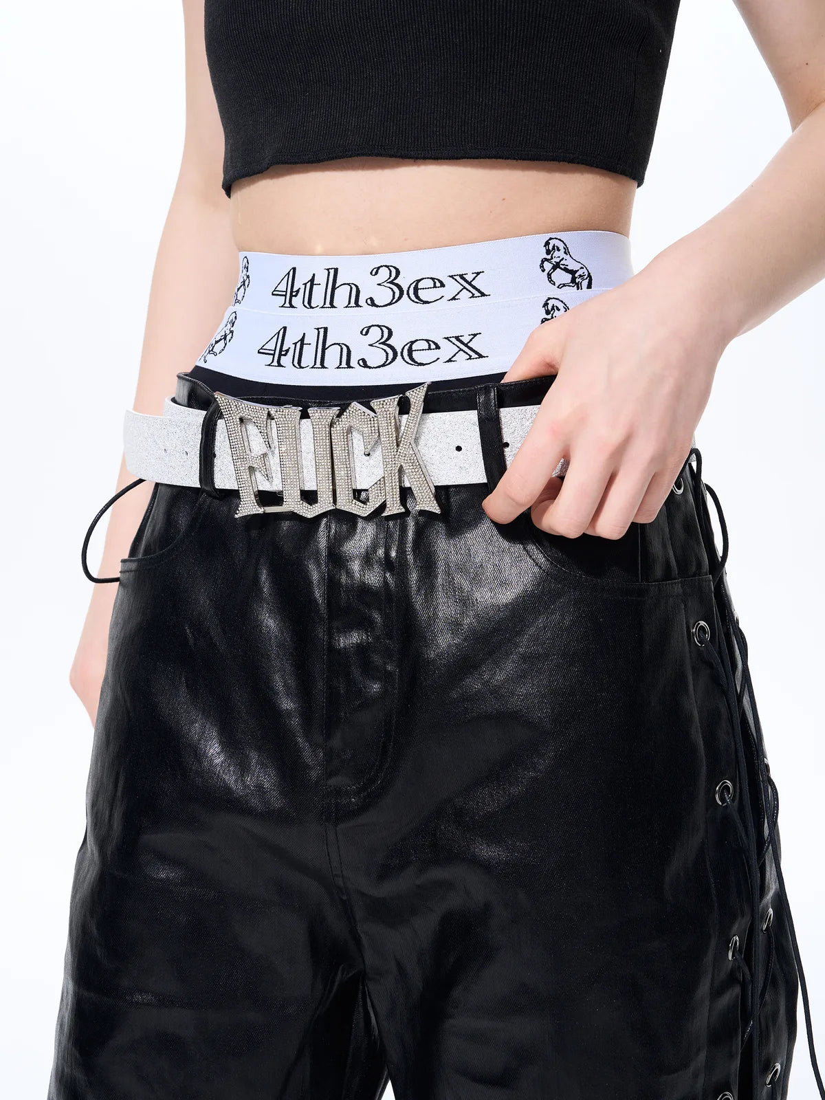 The Rhinestone FUCK Silver Belt