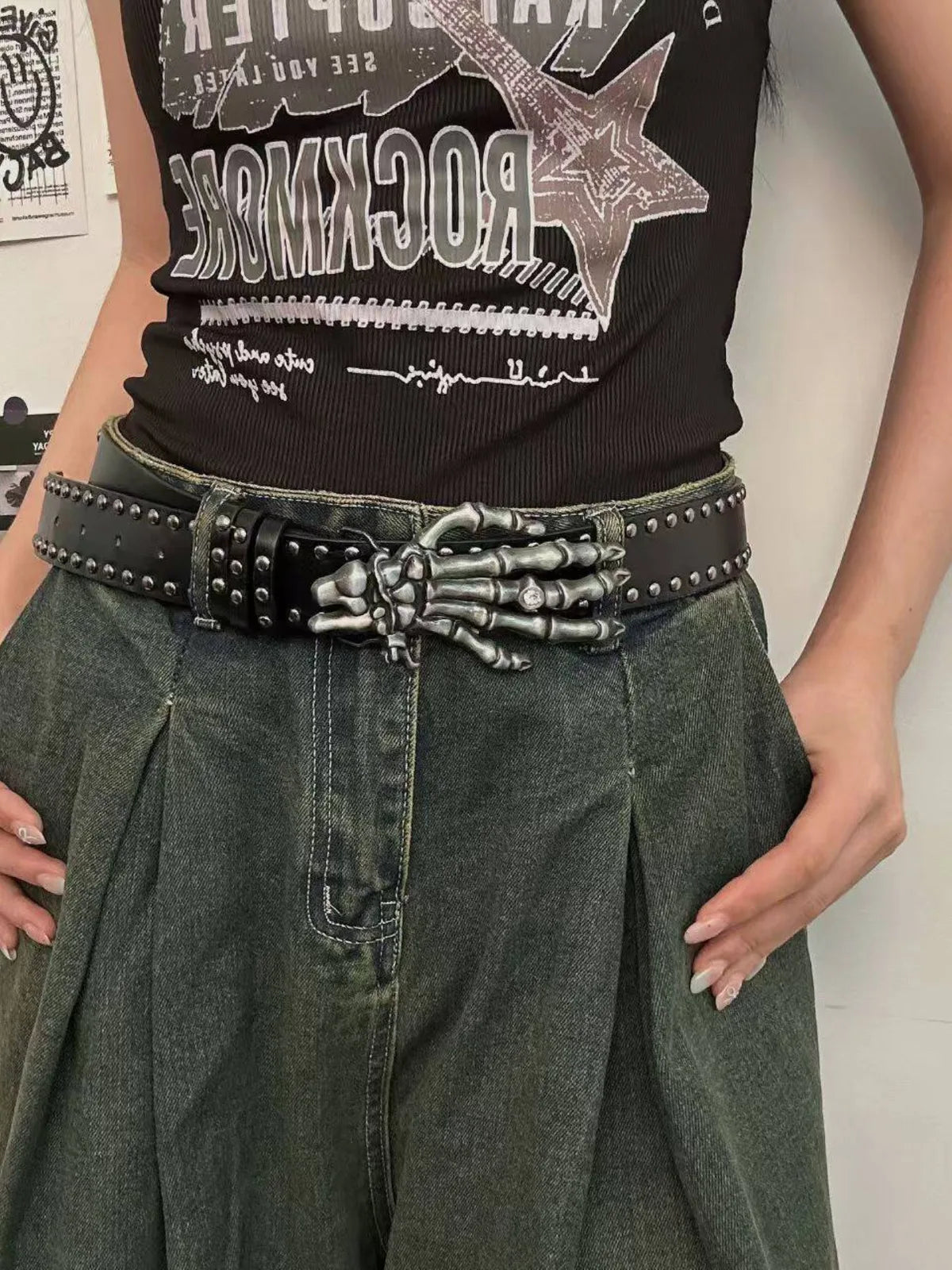The Skeleton Hand Studded Belt