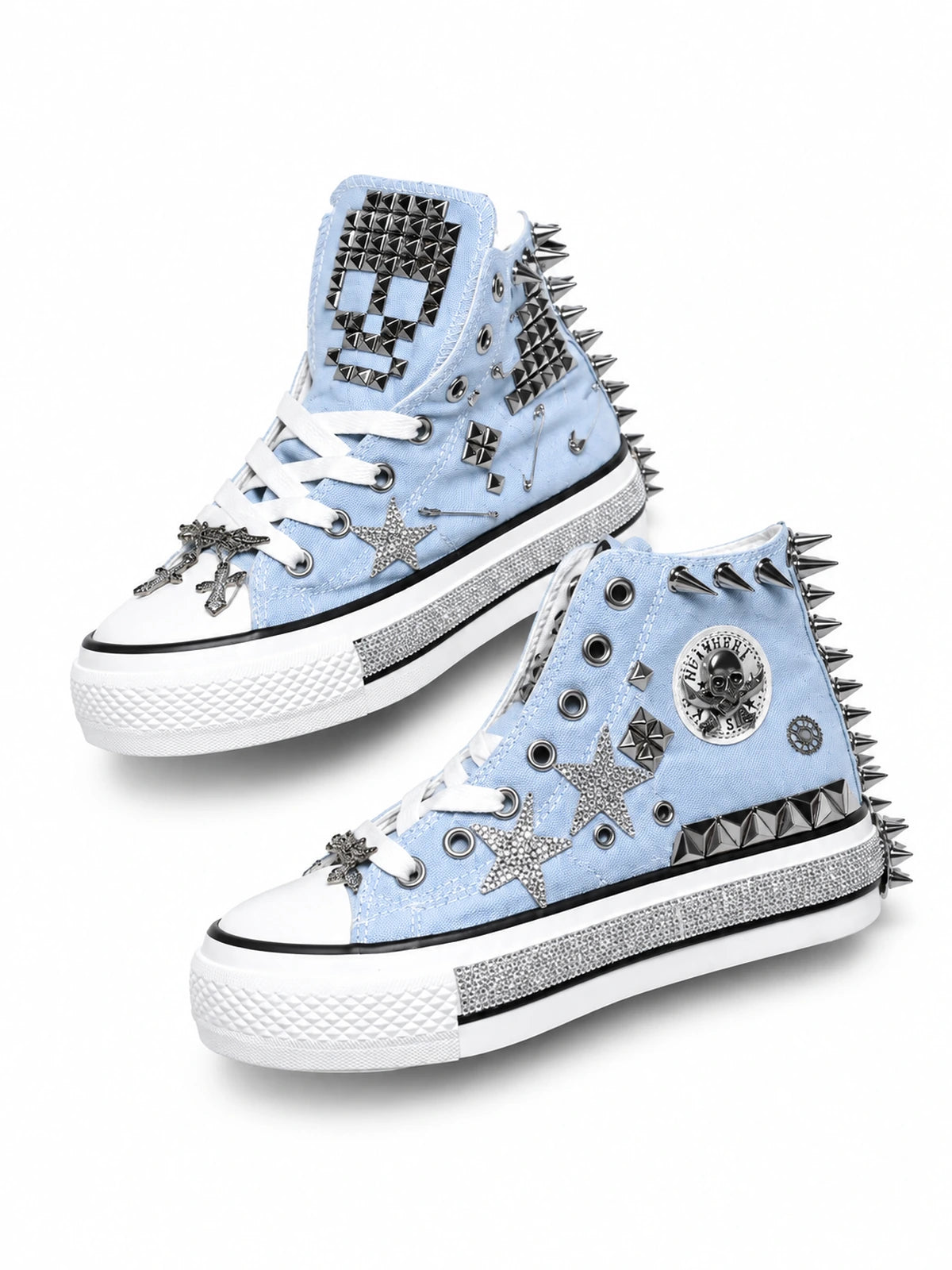 The Baby Blue Thorn Studded High-Tops