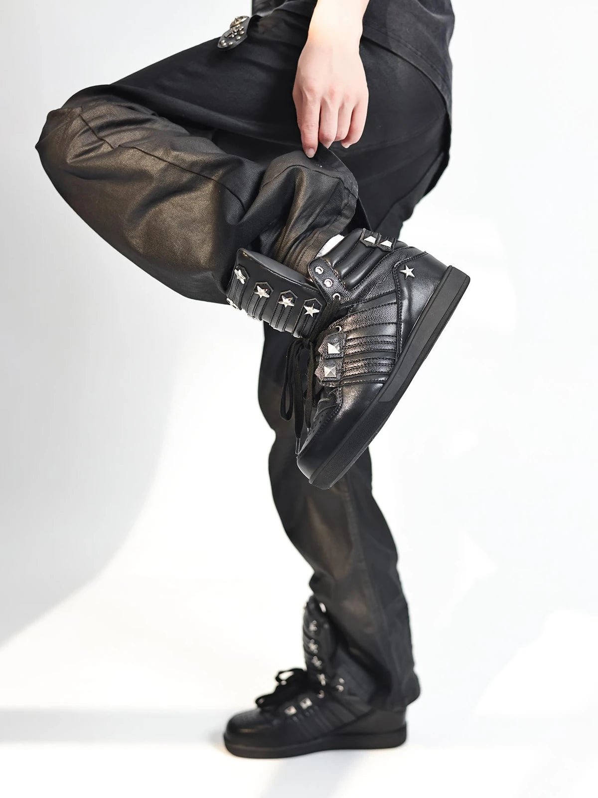 The Starlock Studded High-Top Sneakers